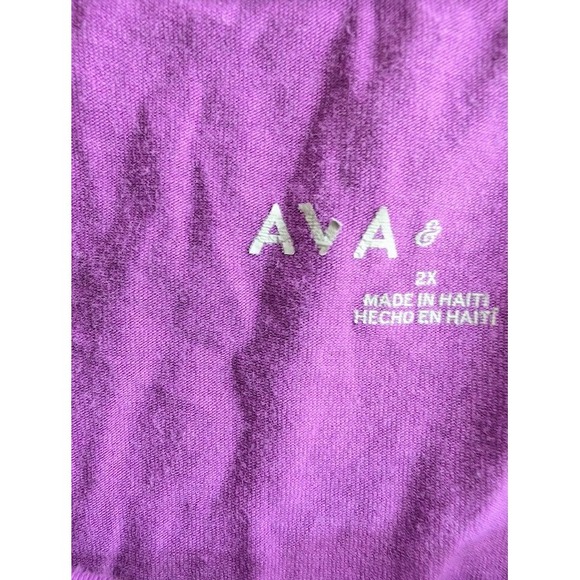 Ava‎ Plus Size 2X Womens Purple Short Sleeve Casual Top - Picture 2 of 8